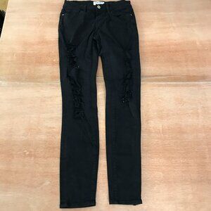 Frame Denim Le Skinny De Jeanne Jeans Women size 25 Black Distressed Mid Rise